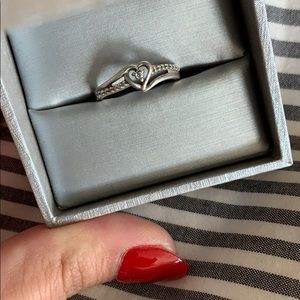 Zales Diamond Heart Ring Sz 8